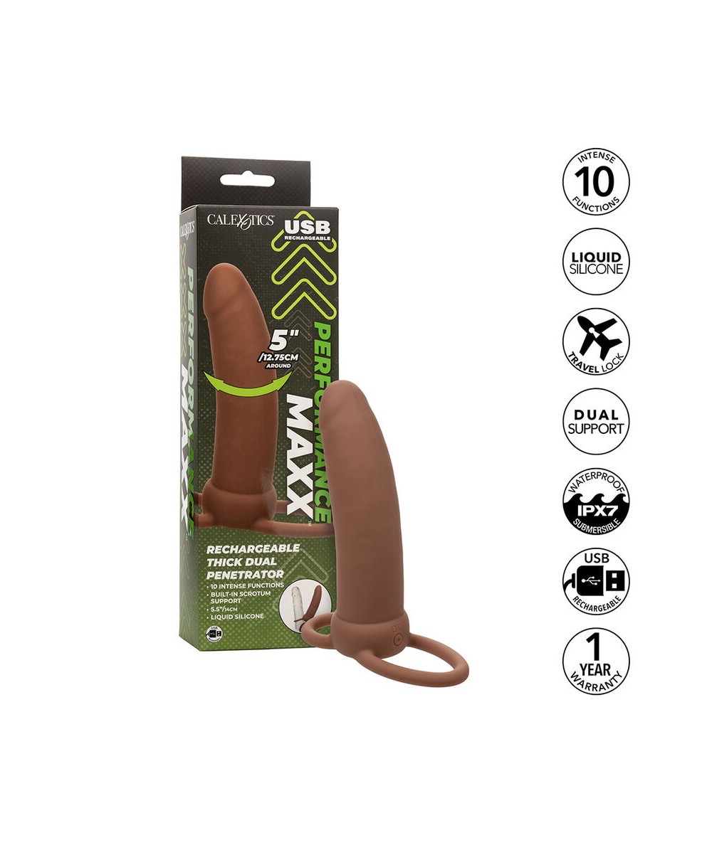 CALEXOTICS - MAXX DOBLE PENETRADOR GRUESO 10 VIBRACIONES MULATO