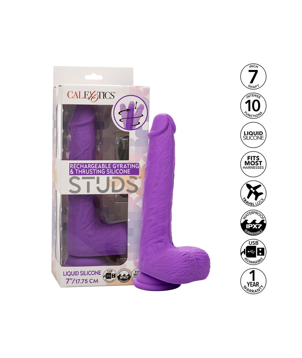 CALEXOTICS - STUDS VIBRADOR RECARGABLE Y GIRATORIO 10 VIBRACIONES VIOLETA