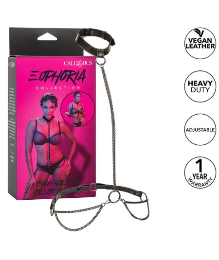 CALEXOTICS - EUPHORIA COLLAR HALTER Y CORREA CON CADENA