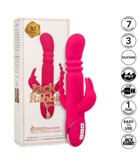 CALEXOTICS - JACK FANTASY TRIPLE VIBRADOR CALENTABLE RABBIT ROSA