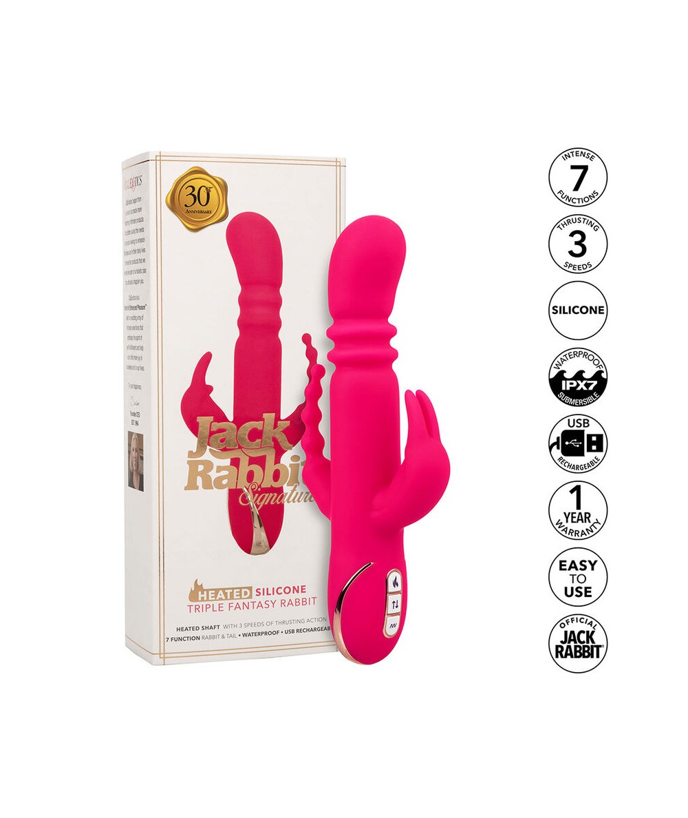 CALEXOTICS - JACK FANTASY TRIPLE VIBRADOR CALENTABLE RABBIT ROSA