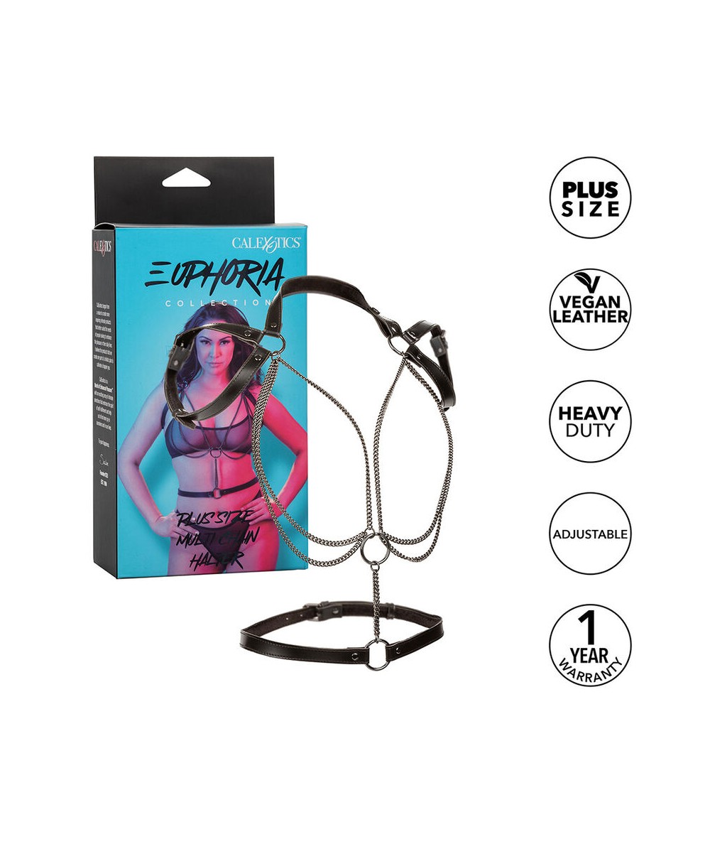 CALEXOTICS - EUPHORIA ARNÉS ESTILO CABESTRO CON MÚLTIPLES CADENAS PREMIUM TALLA PLUS