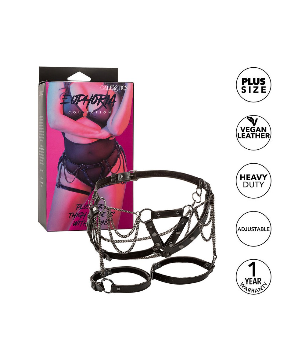 CALEXOTICS - EUPHORIA ARNÉS DE MUSLO CON CADENAS PREMIUM TALLA PLUS