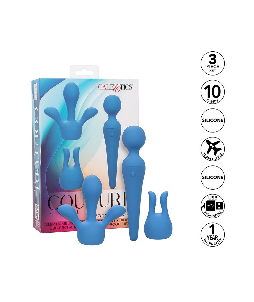 CALEXOTICS - COUTURE KIT VIBRADOR WAND 10 VIBRACIONES AZUL