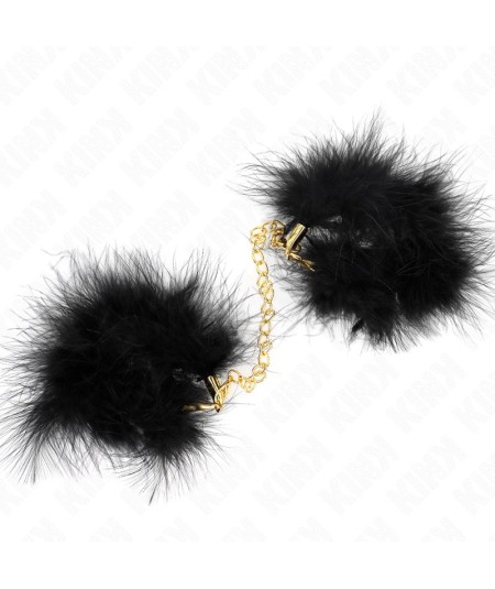 KINK - ESPOSAS DE PLUMAS NEGRO CON CADENA DORADA MODELO 2