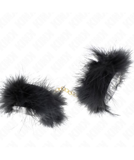 KINK - ESPOSAS DE PLUMAS NEGRO CON CADENA DORADA MODELO 2