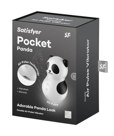 SATISFYER - POCKET PANDA ESTIMULADOR & VIBRADOR BLANCO Y NEGRO