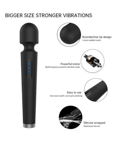 ARMONY - X POWER LARGE MASAJEADOR & VIBRADOR 7 VIBRACIONES NEGRO