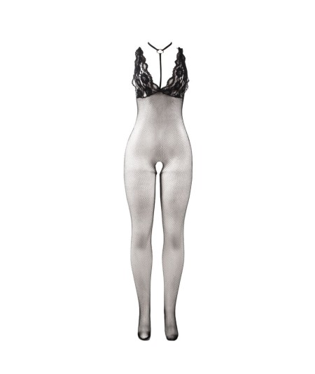 SUBBLIME - 951993 BODYSTOCKING CROTCHLESS DE REJILLA TRANSPARENTE NEGRO TALLA ÚNICA