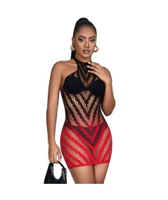 SUBBLIME - 952242 BODYSTOCKING DE REJILLA ELSTICO DEGRADADO ROJO Y NEGRO TALLA ÚNICA