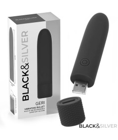 BLACK & SILVER - GERI BALA VIBRADORA RECARGABLE POR USB 8 VIBRACIONES NEGRO 10 X 2.2 CM