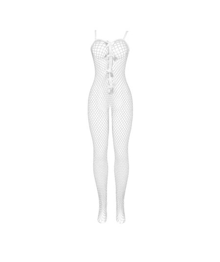 SUBBLIME - 951740 BODYSTOCKING CROTCHLESS DE REJILLA CON LAZOS BLANCO TALLA ÚNICA