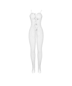 SUBBLIME - 951740 BODYSTOCKING CROTCHLESS DE REJILLA CON LAZOS BLANCO TALLA ÚNICA