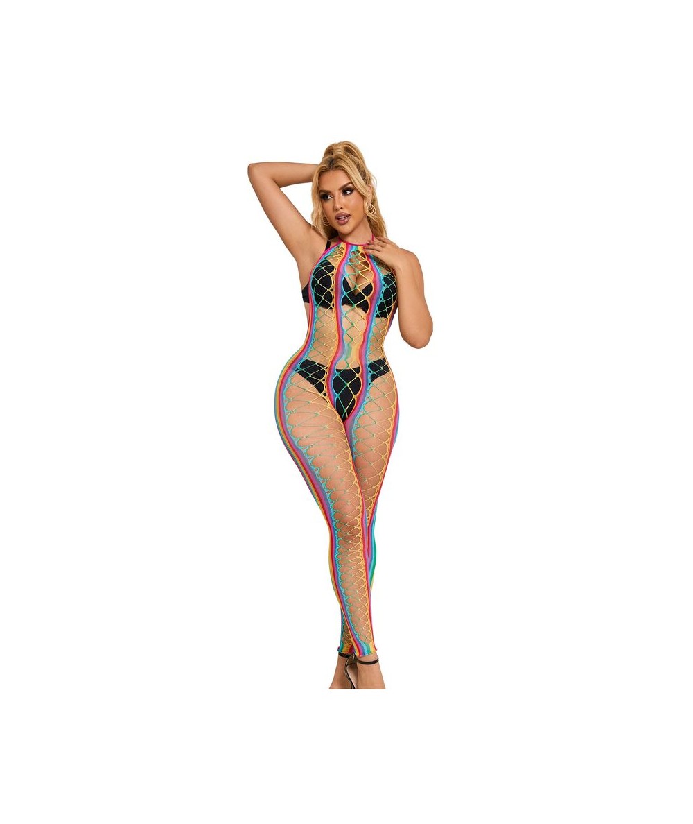 SUBBLIME - 952358 BODYSTOCKING DE REJILLA CUELLO HALTER ARCOIRIS TALLA ÚNICA