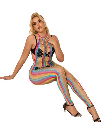 SUBBLIME - 952358 BODYSTOCKING DE REJILLA CUELLO HALTER ARCOIRIS TALLA ÚNICA