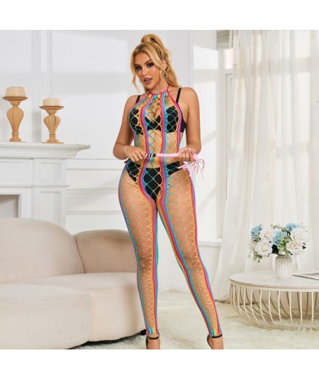 SUBBLIME - 952358 BODYSTOCKING DE REJILLA CUELLO HALTER ARCOIRIS TALLA ÚNICA