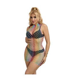 SUBBLIME - 952433 BODYSTOCKING DE REJILLA SIN MANGAS CON CUELLO ALTO ARCOIRIS TALLA ÚNICA