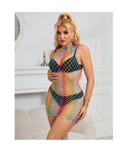 SUBBLIME - 952433 BODYSTOCKING DE REJILLA SIN MANGAS CON CUELLO ALTO ARCOIRIS TALLA ÚNICA