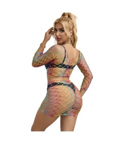 SUBBLIME - 952440 BODYSTOCKING DE REJILLA 2 PIEZAS MANGA LARGA ARCOIRIS TALLA ÚNICA