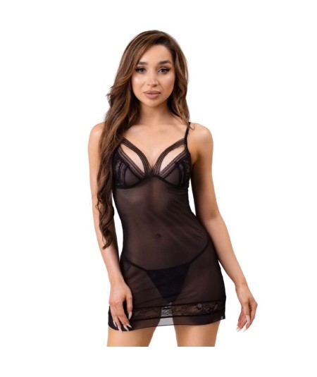 LIVCO CORSETTI FASHION - TIANA LC 20208 CAMISA + TANGA NEGRO S/M