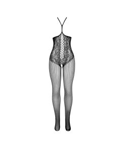 SUBBLIME - 951849 BODYSTOCKING DE REJILLA COPA ABIERTA Y CUELLO HALTER NEGRO TALLA ÚNICA