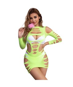 SUBBLIME - 952280 BODYSTOCKING DE REJILLA ELSTICO MANGA LARGA VERDE TALLA ÚNICA