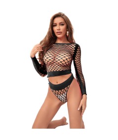 SUBBLIME - 952228 BODYSTOCKING DE REJILLA 2 PIEZAS DE MANGA LARGA NEGRO TALLA ÚNICA