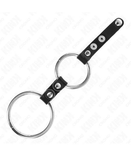 KINK - ANILLO PENE DOBLE 3.8 CM A 5 CM CONECTADOS POR CUERO