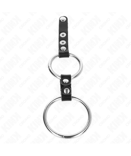 KINK - ANILLO PENE DOBLE 3.8 CM A 5 CM CONECTADOS POR CUERO