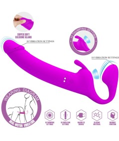 PRETTY LOVE - ZANINI DILDO STRAP-ON SIN ARNES 10 VIBRACIONES MORADO