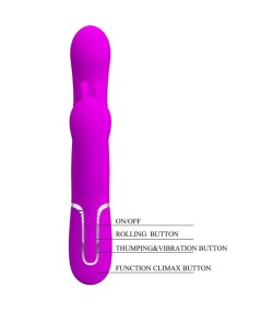 PRETTY LOVE - CAMMY TRIPLE VIBRADOR MULTIFUNCIÓN 4 EN 1 ROSA