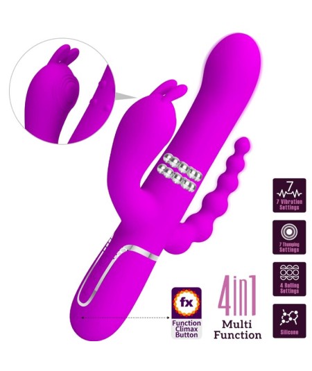 PRETTY LOVE - CAMMY TRIPLE VIBRADOR MULTIFUNCIÓN 4 EN 1 ROSA