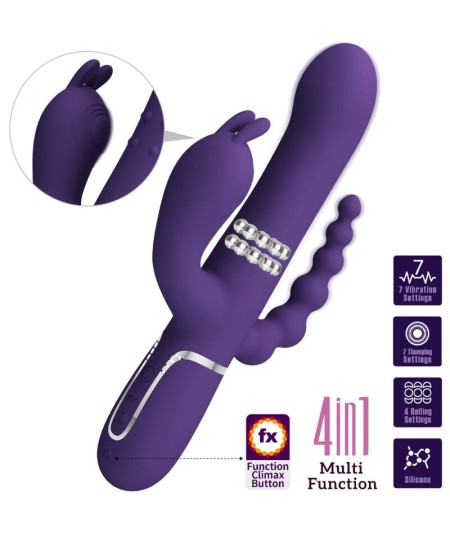 PRETTY LOVE - CAMMY TRIPLE VIBRADOR MULTIFUNCIÓN 4 EN 1 MORADO