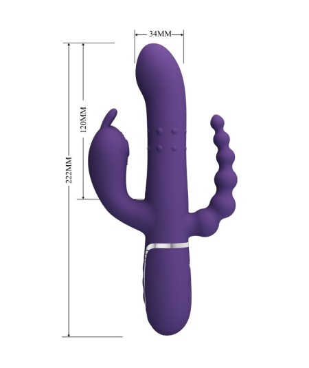 PRETTY LOVE - CAMMY TRIPLE VIBRADOR MULTIFUNCIÓN 4 EN 1 MORADO