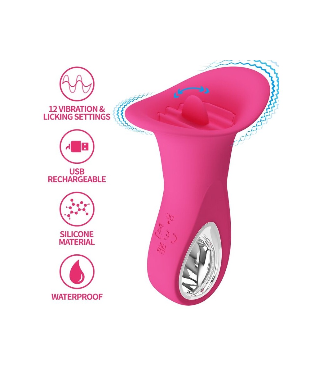 PRETTY LOVE - CLYDE VIBRADOR ORAL LENGUA VIBRADORA 12 VIBRACIONES ROSA