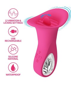 PRETTY LOVE - CLYDE VIBRADOR ORAL LENGUA VIBRADORA 12 VIBRACIONES ROSA