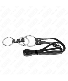 KINK - ANILLO PENE METAL TRIPLE 3.8 CM A 5 CM CON CINTURÓN POLIPIEL 112 CM