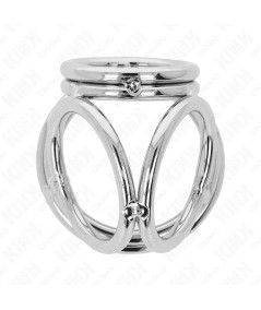 KINK - ANILLO PENE TRIPLE METAL CROMADO 3.8 CM A 5 CM MODELO 1