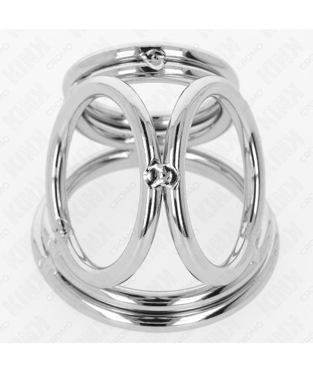 KINK - ANILLO PENE TRIPLE METAL CROMADO 3.8 CM A 5 CM MODELO 1