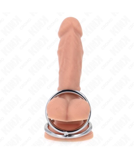 KINK - ANILLO PENE TRIPLE METAL CROMADO 3.8 CM A 5 CM MODELO 2